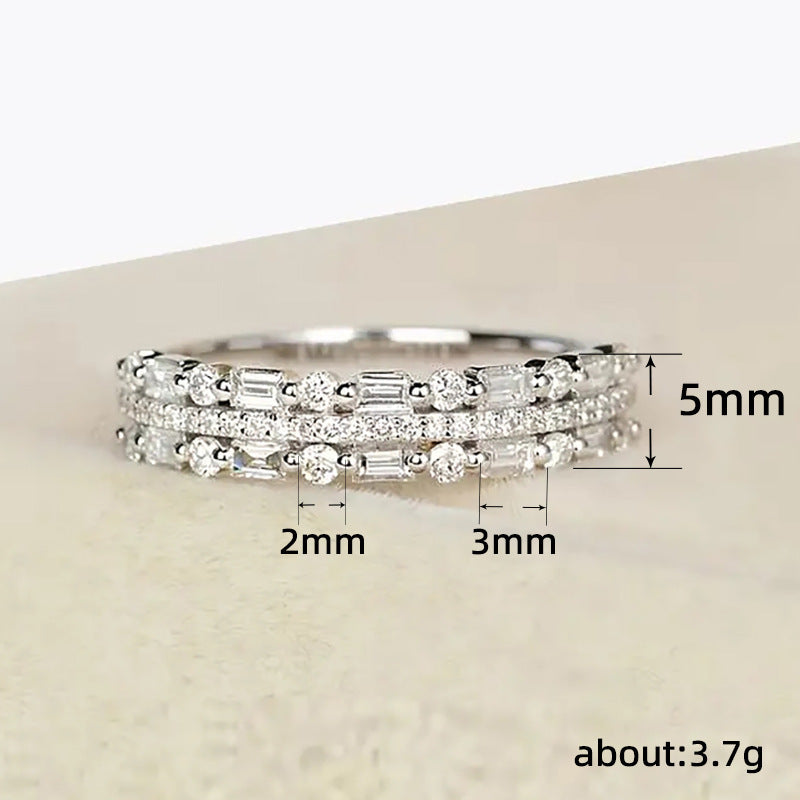 Three-layer Fine Circle Line Setting For Women Full Finger Rings